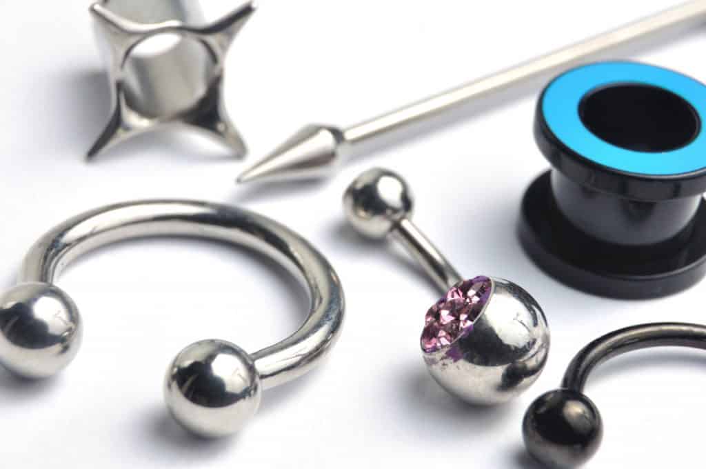 Oral Piercings Various oral piercings on a white background