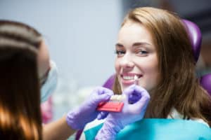 woman receiving dental crowns