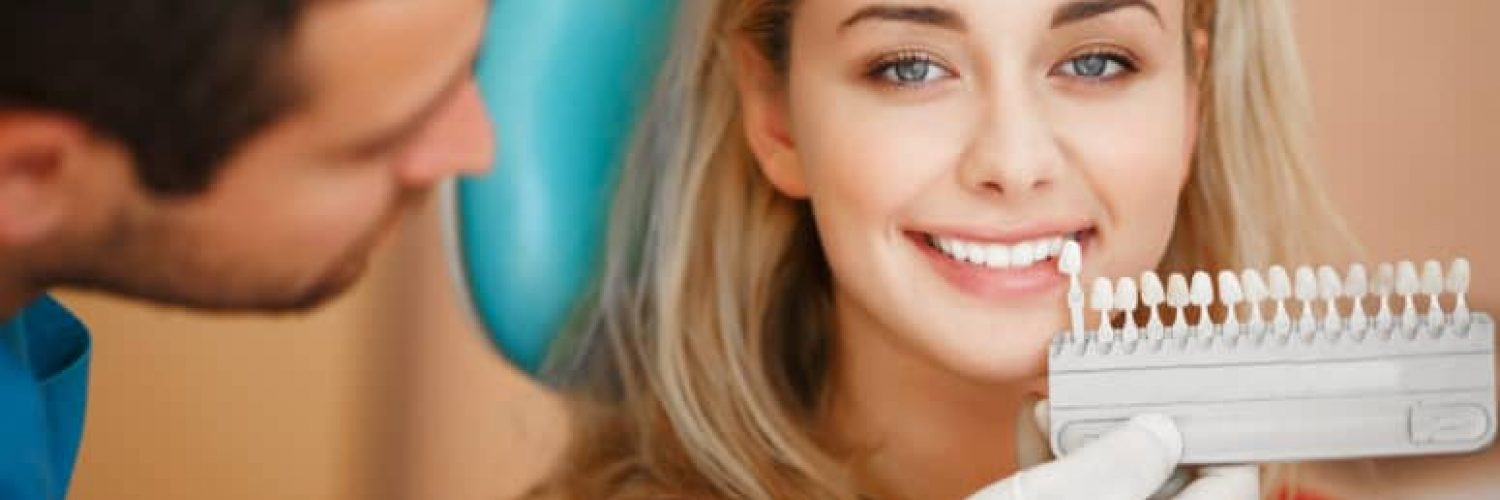 Dentist woman teeth whitening dental clinic