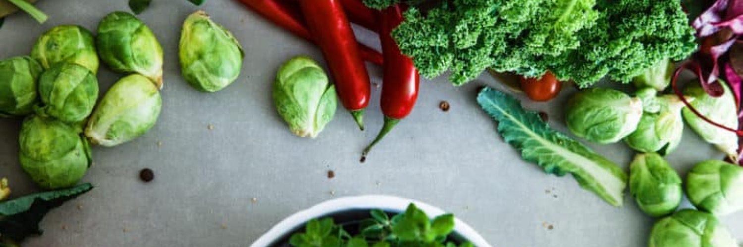 Fresh vegetables flatlay overhead frame. Food layout. Vegetables variety